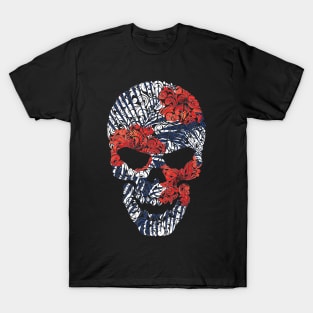 Tropical Floral Skull Blue T-Shirt